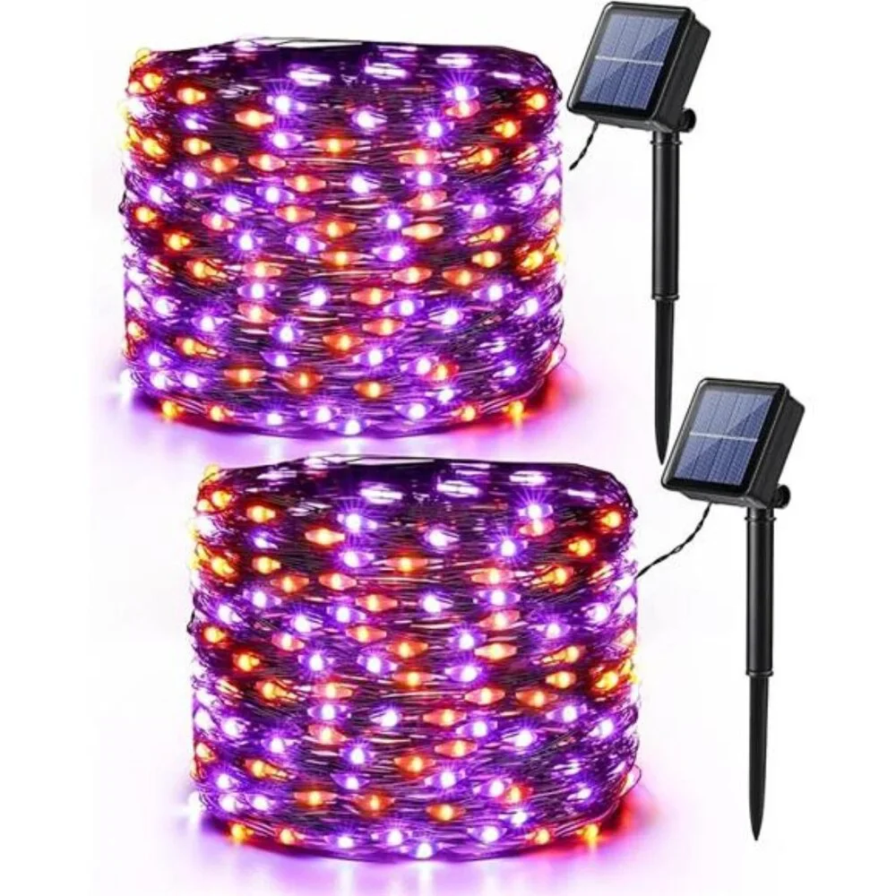 Orange & Purple Halloween Lights, 2 Pack Total 78ft 240 LED Orange Lights